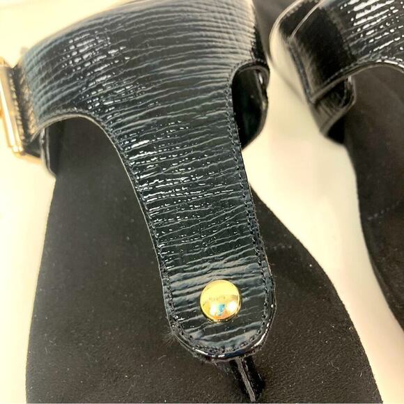 NEW * GIANI BERNINI Black Platform Rivver Wedge Slip On Thong Sandals 6.5 - Picture 6 of 14